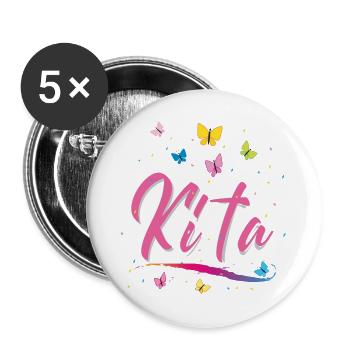 Kindergarten, Kita, Schmetterlinge - Buttons groß 56 mm (5er Pack) - Weiß - Vorne