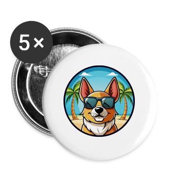 Combai Hunderasse Cartoon Sonnenbrille Strand - Buttons groß 56 mm (5er Pack) - Weiß - Vorne