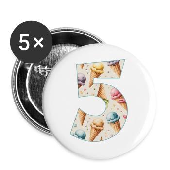 CREAM NUMBER 5 YEARS CREAM 5TH BIRTHDAY - Buttons large 2.2''/56 mm (5-pack) - white - Front