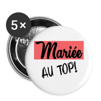 HOCHZEIT. ZUKÜNFTIGE BRAUT - Buttons groß 56 mm (5er Pack) - Weiß - Vorne