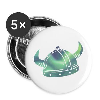 Island Wikinger Polarlicht Aurora Borealis - Buttons groß 56 mm (5er Pack) - Weiß - Vorne