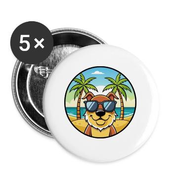 Berger De Beauce Hunderasse Cartoon Sonnenbrille Strand - Buttons groß 56 mm (5er Pack) - Weiß - Vorne