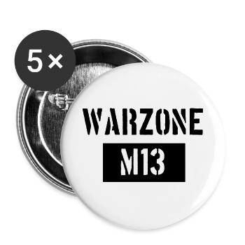 Warzone M13 - Gamer TShirt Merch Fanartikel Gamer - Buttons groß 56 mm (5er Pack) - Weiß - Vorne