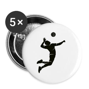Volleyball Silhouette Volleyballer - Buttons groß 56 mm (5er Pack) - Weiß - Vorne