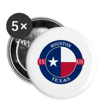 Houston Texas Flagge USA Reise Souvenir Abzeichen - Buttons groß 56 mm (5er Pack) - Weiß - Vorne