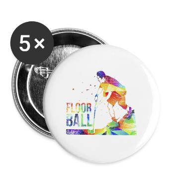 Reaktionsschneller Unihockey Torwart - Buttons groß 56 mm (5er Pack) - Weiß - Vorne