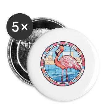 Flamingo Bunte Aquarell-Tierillustration - Buttons groß 56 mm (5er Pack) - Weiß - Vorne