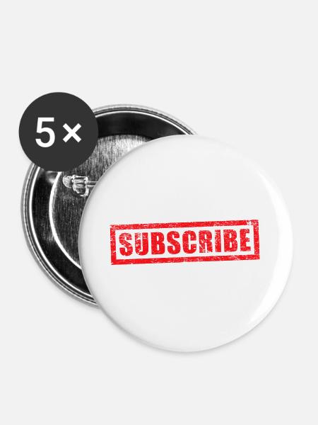 subscribe grunge stamp - Buttons large 2.2''/56 mm (5-pack) - white
