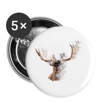 Hirsch Antler Stag Geweih - Buttons groß 56 mm (5er Pack) - Weiß - Vorne