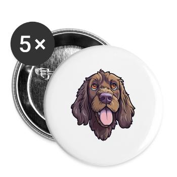 Pudelpointer Hunderasse Cartoon Kawaii Illustration - Buttons groß 56 mm (5er Pack) - Weiß - Vorne