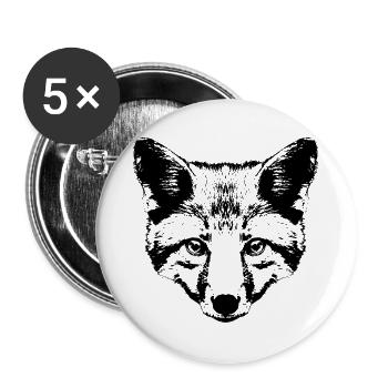 Fuchskopf Grafik - Buttons groß 56 mm (5er Pack) - Weiß - Vorne