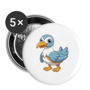 Albatross Cute Mascot Cartoon Character Kawaii - Buttons large 2.2''/56 mm (5-pack) - white - Front