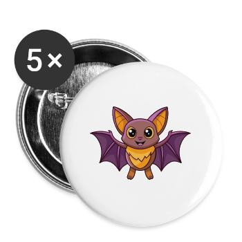 Fledermaus Niedliches Maskottchen Zeichentrickfigur Kawaii - Buttons groß 56 mm (5er Pack) - Weiß - Vorne
