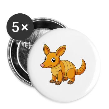 Aardvark Mascotte mignonne Personnage de dessin animé Kawaii - Lot de 5 grands badges (56 mm) - blanc - Devant