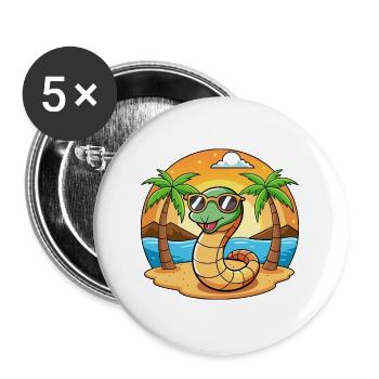 Schlange Lustige Cartoon Sommer Strand Sonnenbrille - Buttons groß 56 mm (5er Pack) - Weiß - Vorne