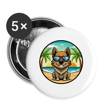 Black Tan Dog Breed Cartoon Sunglasses Beach - Buttons large 2.2''/56 mm (5-pack) - white - Front