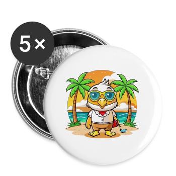 Hawk Lustige Cartoon Sommer Strand Sonnenbrille - Buttons groß 56 mm (5er Pack) - Weiß - Vorne