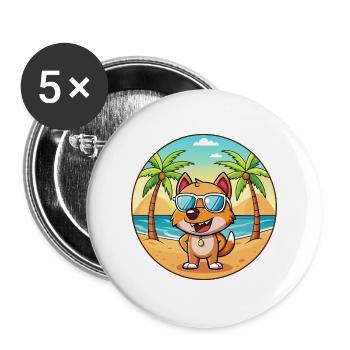 Dog Funny Cartoon Summer Beach Sunglasses - Buttons large 2.2''/56 mm (5-pack) - white - Front