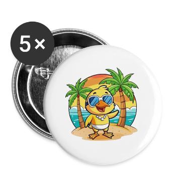 Ente Lustige Cartoon Sommer Strand Sonnenbrille - Buttons groß 56 mm (5er Pack) - Weiß - Vorne