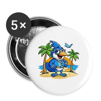 Blue Jay Lustige Cartoon Sommer Strand Sonnenbrille - Buttons groß 56 mm (5er Pack) - Weiß - Vorne