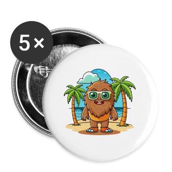 Big Foot Lustige Cartoon Sommer Strand Sonnenbrille - Buttons groß 56 mm (5er Pack) - Weiß - Vorne