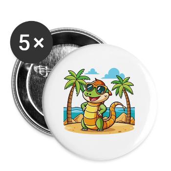 Anaconda Lustige Cartoon Sommer Strand Sonnenbrille - Buttons groß 56 mm (5er Pack) - Weiß - Vorne