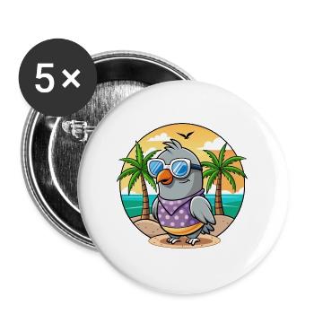 Taube Lustige Cartoon Sommer Strand Sonnenbrille - Buttons groß 56 mm (5er Pack) - Weiß - Vorne