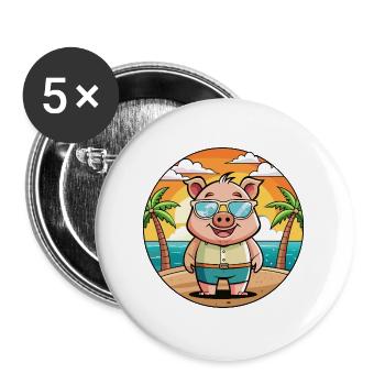 Pig Funny Cartoon Summer Beach Sunglasses - Buttons large 2.2''/56 mm (5-pack) - white - Front