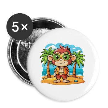 Monkey Funny Cartoon Summer Beach Sunglasses - Buttons large 2.2''/56 mm (5-pack) - white - Front