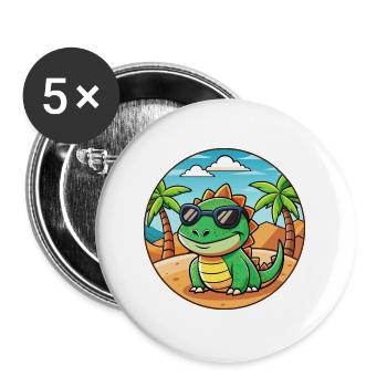 Lizard Lustige Cartoon Sommer Strand Sonnenbrille - Buttons groß 56 mm (5er Pack) - Weiß - Vorne