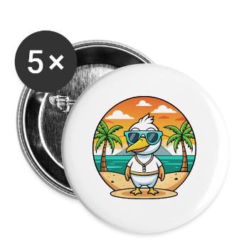 Gans Lustige Cartoon Sommer Strand Sonnenbrille - Buttons groß 56 mm (5er Pack) - Weiß - Vorne