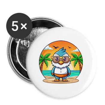 Lunettes de soleil Falcon Funny Cartoon Summer Beach - Lot de 5 grands badges (56 mm) - blanc - Devant