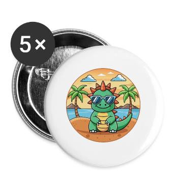 Dragon Funny Cartoon Lunettes de soleil de plage d’été - Lot de 5 grands badges (56 mm) - blanc - Devant