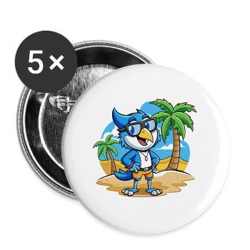Blue Jay Lustige Cartoon Sommer Strand Sonnenbrille - Buttons groß 56 mm (5er Pack) - Weiß - Vorne