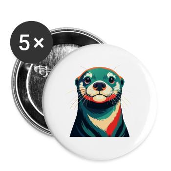 Otter Zeichentrickfigur Buntes Haustier Tier - Buttons groß 56 mm (5er Pack) - Weiß - Vorne