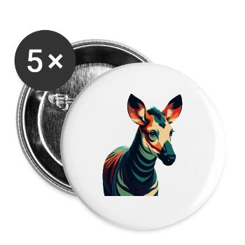 Okapi Zeichentrickfigur Buntes Haustier Tier - Buttons groß 56 mm (5er Pack) - Weiß - Vorne