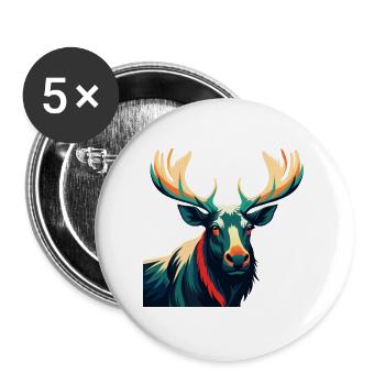 Moose Cartoon Character Colorful Pet Animal - Buttons large 2.2''/56 mm (5-pack) - white - Front