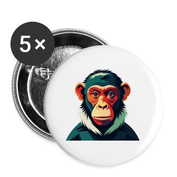 Singe Dessin Animé Personnage Animal De Compagnie Coloré - Lot de 5 grands badges (56 mm) - blanc - Devant