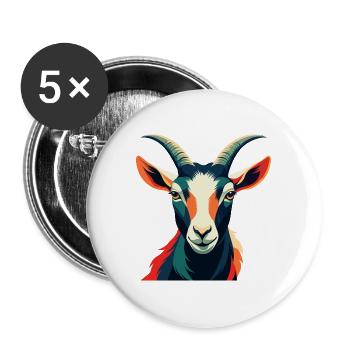 Goat Cartoon Character Colorful Pet Animal - Buttons large 2.2''/56 mm (5-pack) - white - Front