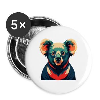 Koala Zeichentrickfigur Buntes Haustier Tier - Buttons groß 56 mm (5er Pack) - Weiß - Vorne