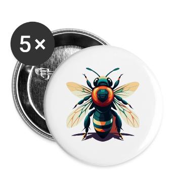 Biene Cartoon Figur Buntes Haustier Tier - Buttons groß 56 mm (5er Pack) - Weiß - Vorne