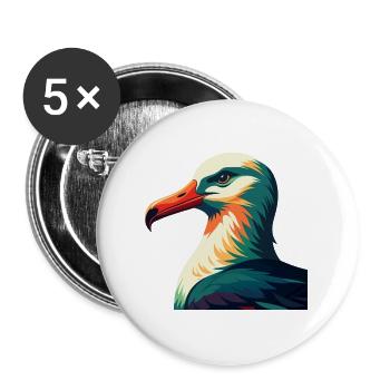 Albatross Cartoon Character Colorful Pet Animal - Buttons large 2.2''/56 mm (5-pack) - white - Front