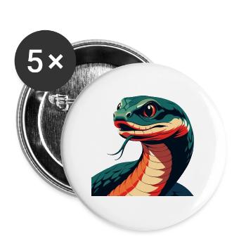 Schlange Cartoon Figur Buntes Haustier Tier - Buttons groß 56 mm (5er Pack) - Weiß - Vorne
