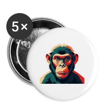 Singe Dessin Animé Personnage Animal De Compagnie Coloré - Lot de 5 grands badges (56 mm) - blanc - Devant