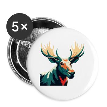 Moose Cartoon Character Colorful Pet Animal - Buttons large 2.2''/56 mm (5-pack) - white - Front
