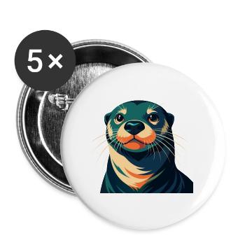 loutre dessin animé personnage animal de compagnie coloré - Lot de 5 grands badges (56 mm) - blanc - Devant