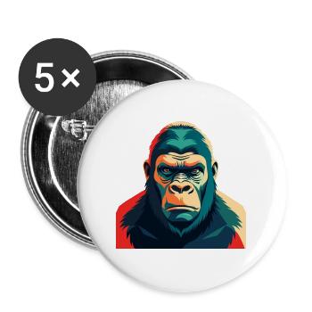Gorille dessin animé personnage animal de compagnie coloré - Lot de 5 grands badges (56 mm) - blanc - Devant