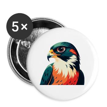 Personnage de dessin animé de faucon animal de compagnie coloré - Lot de 5 grands badges (56 mm) - blanc - Devant