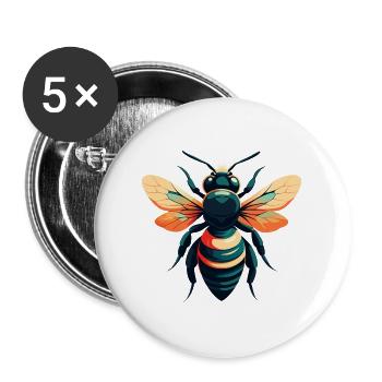 Biene Cartoon Figur Buntes Haustier Tier - Buttons groß 56 mm (5er Pack) - Weiß - Vorne