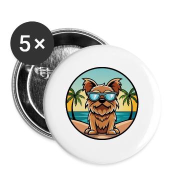 Brüsseler Griffon Hunderasse Cartoon Sonnenbrille Strand - Buttons groß 56 mm (5er Pack) - Weiß - Vorne
